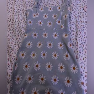 teal flower dress slim fit